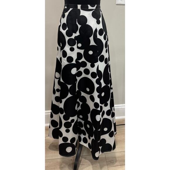 Whimsical Twee Polka Dot Full A-Line Maxi Skirt Black White Playful Venus Size 6 - Picture 1 of 9